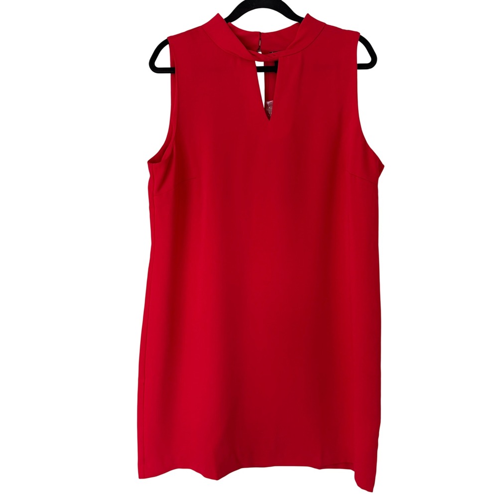 Nicole Miller Crossover Twist Neck Keyhole Shift Dress Womens 14 NWT